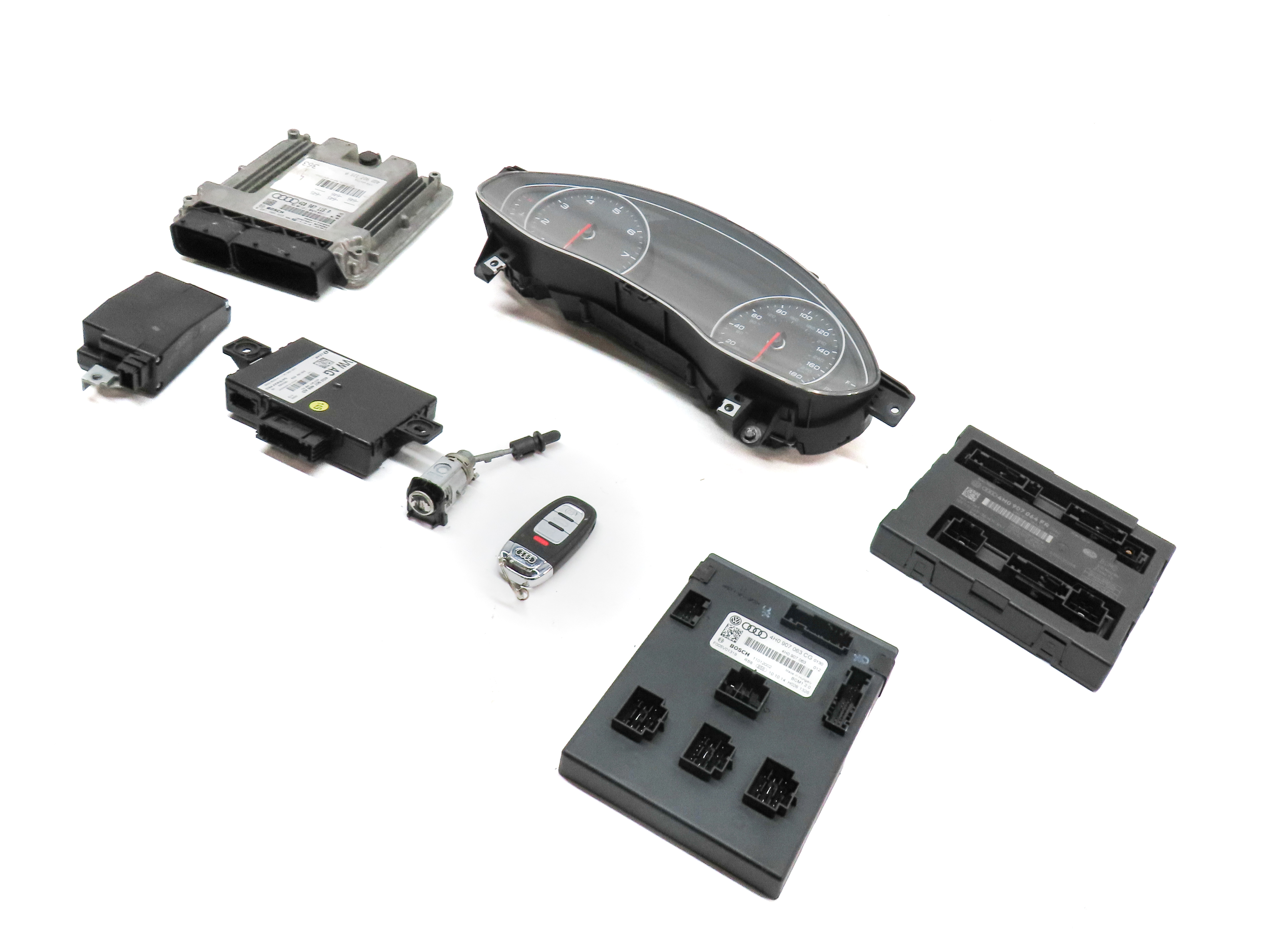 2015 AUDI A6 (C7) 2.0L (CAED) SPEEDOMETER ECM BCM IMMOBILIZER MODULE KEY SET/8 — exact item pictured
